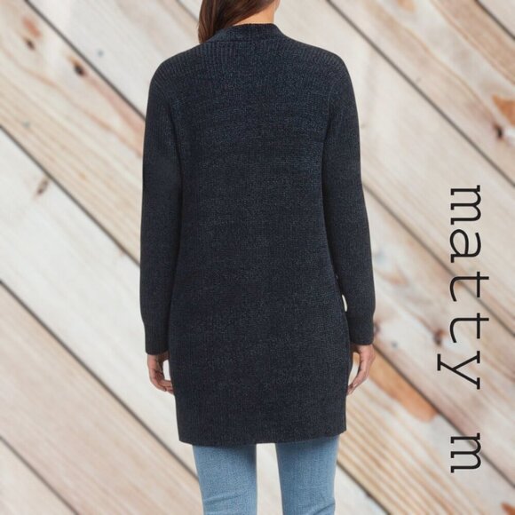Matty M | Rib Stitch Chenille Cardigan with Front Pockets | XXL | Navy | NWOT - Picture 2 of 6